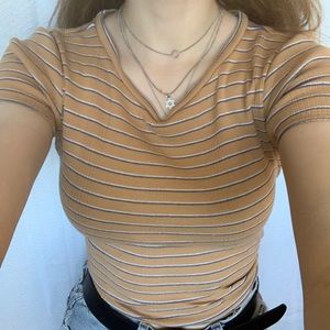 american eagle brand new basic stripped crop top
